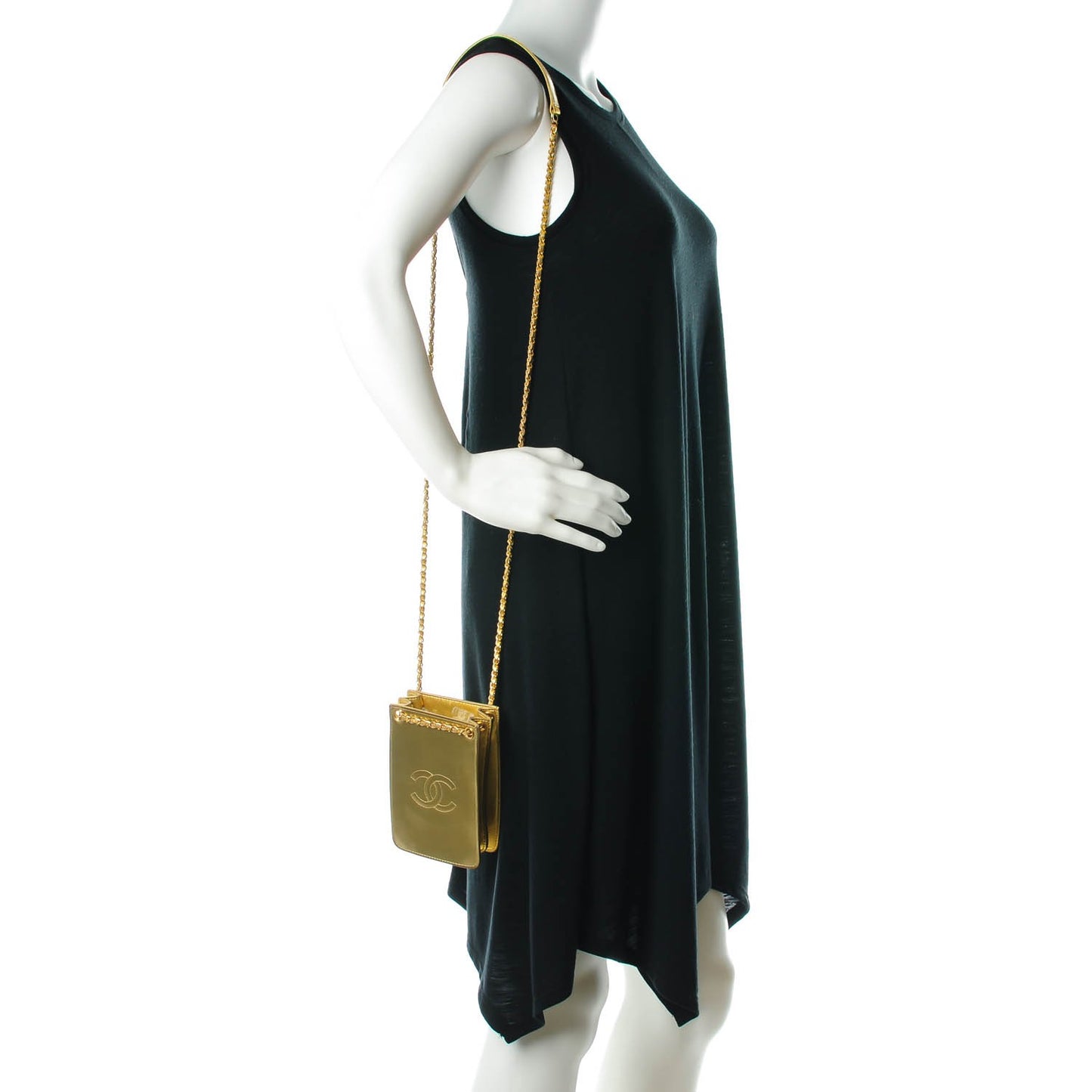 Patent Crossbody CC Phone Holder Gold