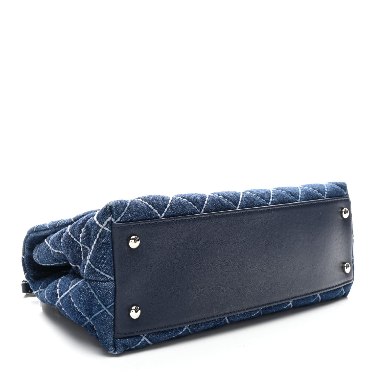 Chanel Denim Quilted Small Coco Handle Flap Blue 3 of 9