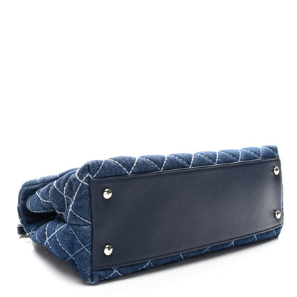 Chanel Denim Quilted Small Coco Handle Flap Blue 3 of 9