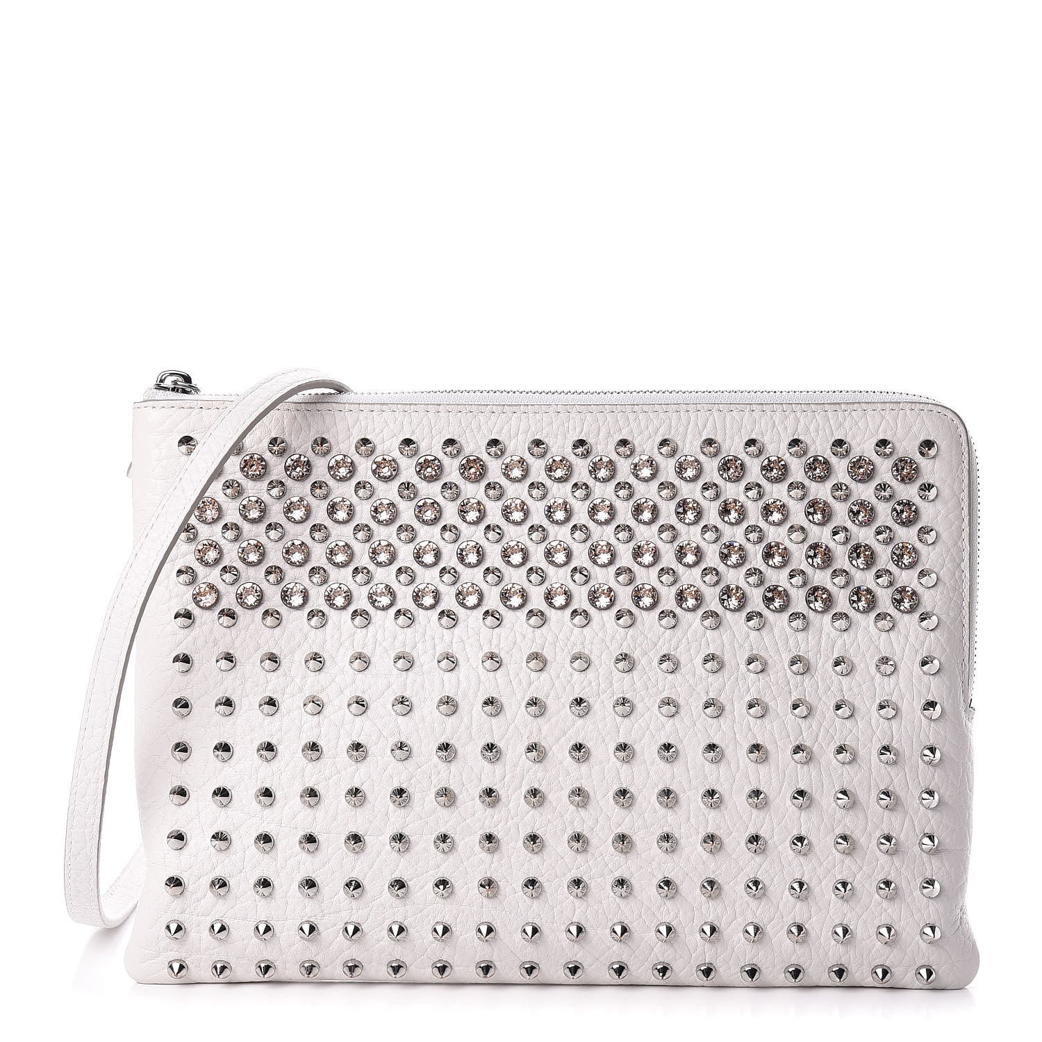 MCM Calfskin Studded Medium Crossbody White 1 of 13
