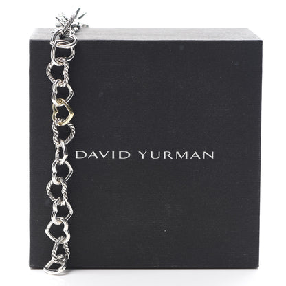 David Yurman Sterling Silver 18K Yellow Gold Cable Heart Link Bracelet 5 of 5
