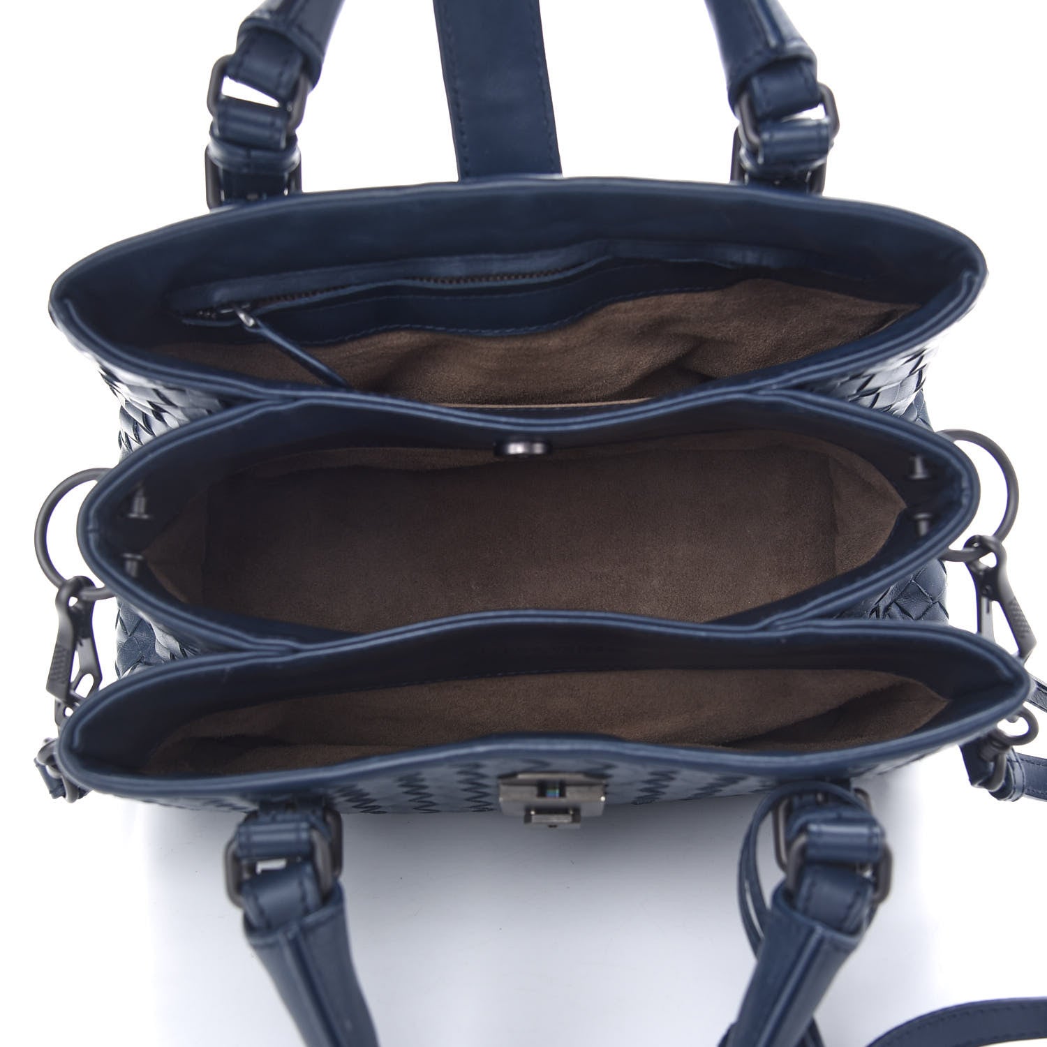 Bottega Veneta Calfskin Intrecciato Mini Roma Navy 5 of 8