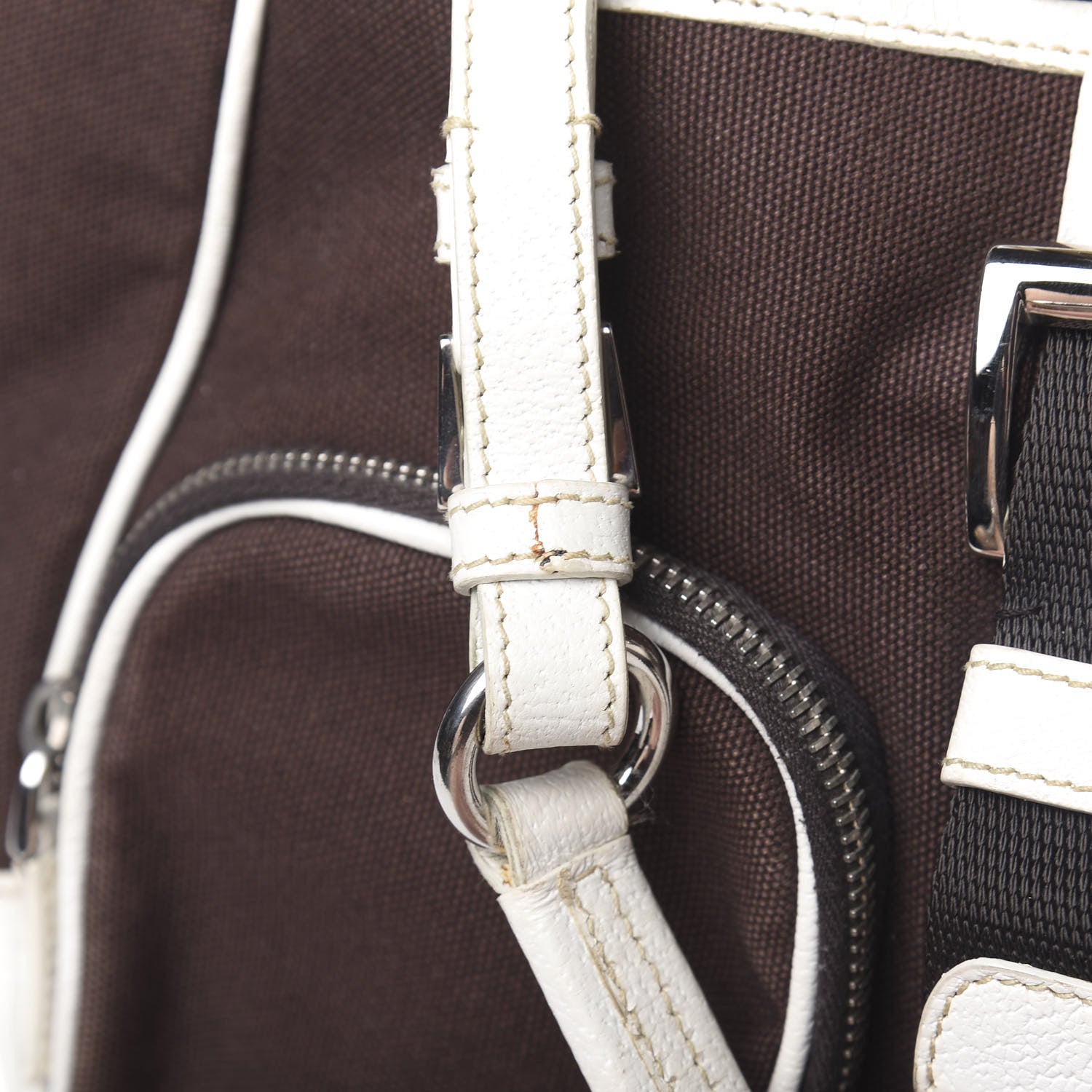 Prada Canvas Calfskin Shoulder Bag 9 of 17