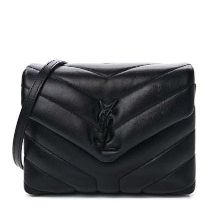Saint Laurent Calfskin Y Quilted Monogram Monochrome Toy Loulou Crossbody Bag Black 1 of 8