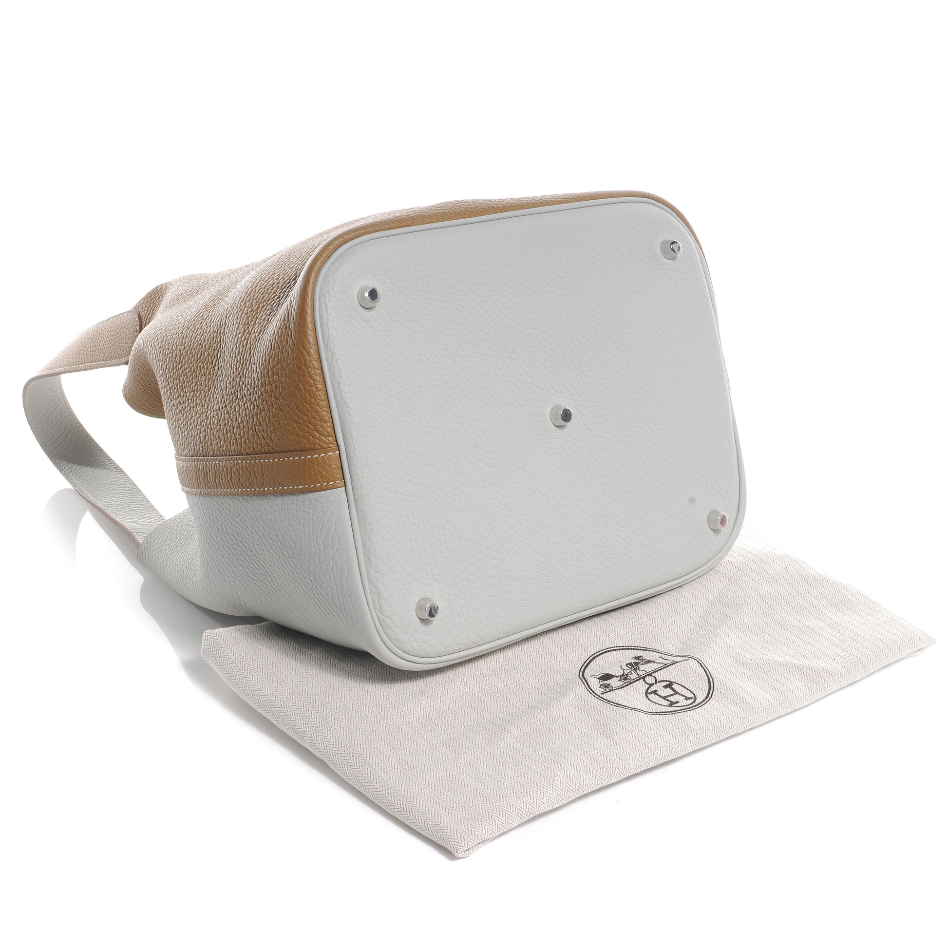 Hermes Taurillon Clemence Picotin Lock GM Kraft and Gris Perle 4 of 7