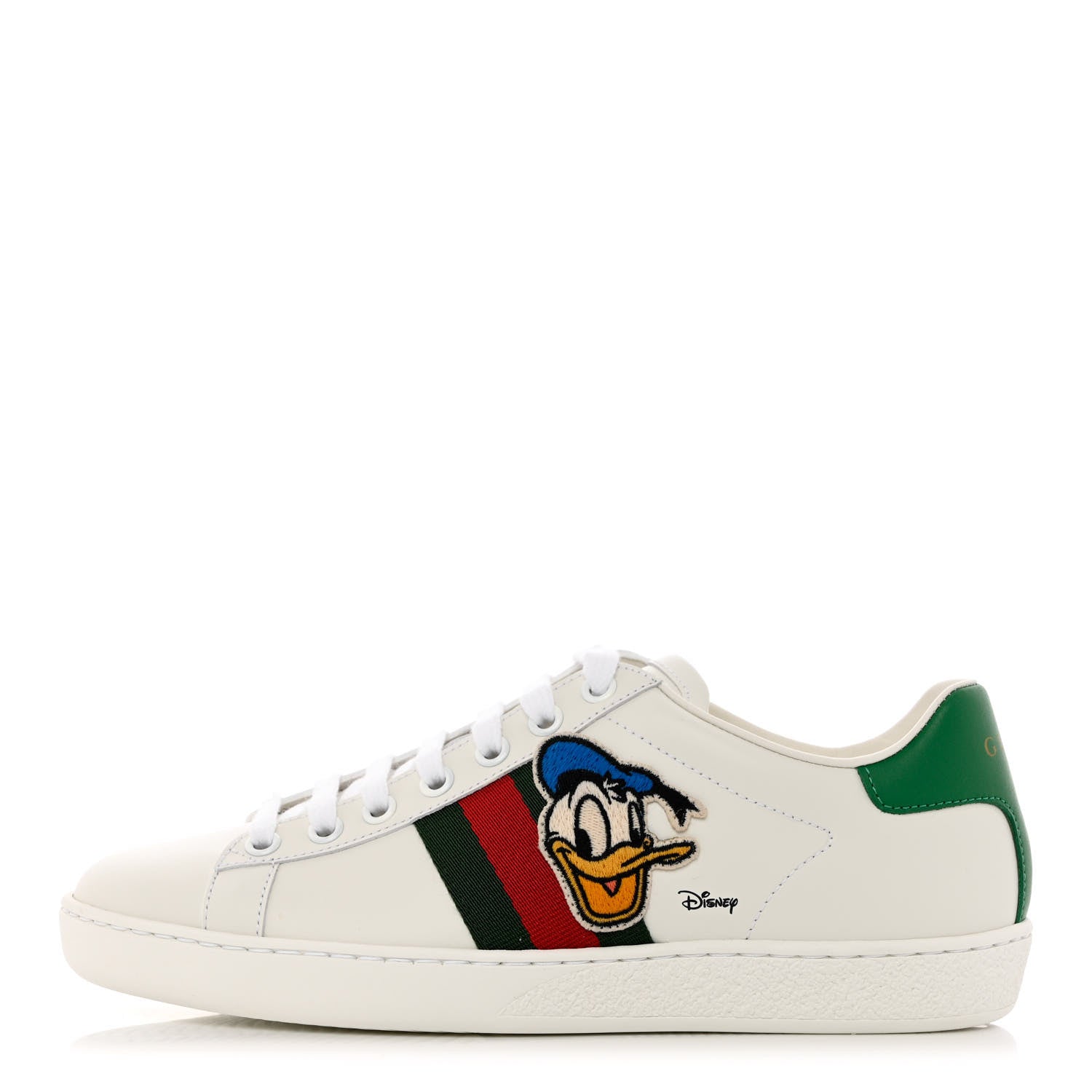 Gucci X DISNEY Calfskin Miro Soft Web Donald Duck Womens Ace Sneakers 35.5 White New Shamarock 1 of 9