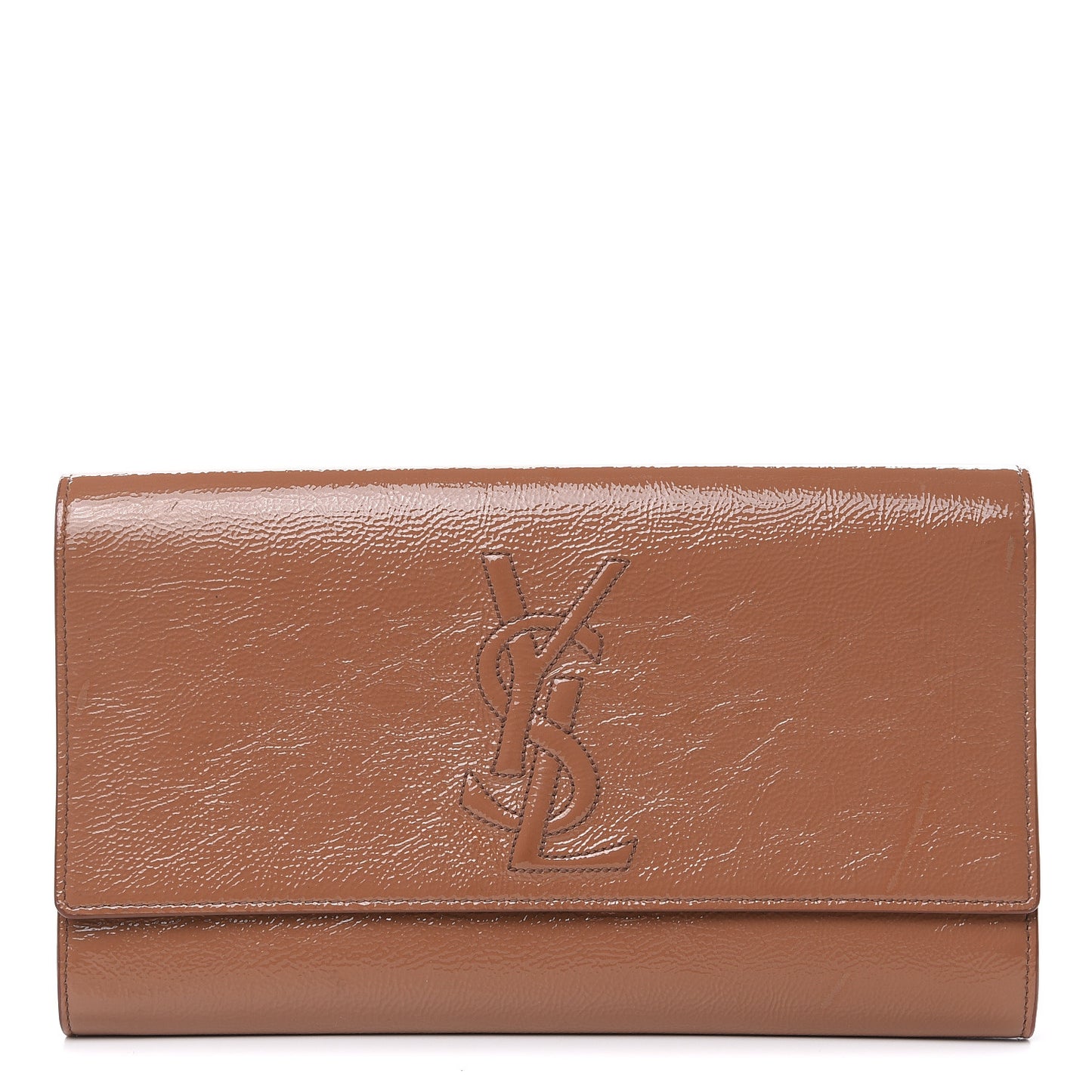 Textured Patent Calfskin Monogram Large Belle De Jour Clutch Nude