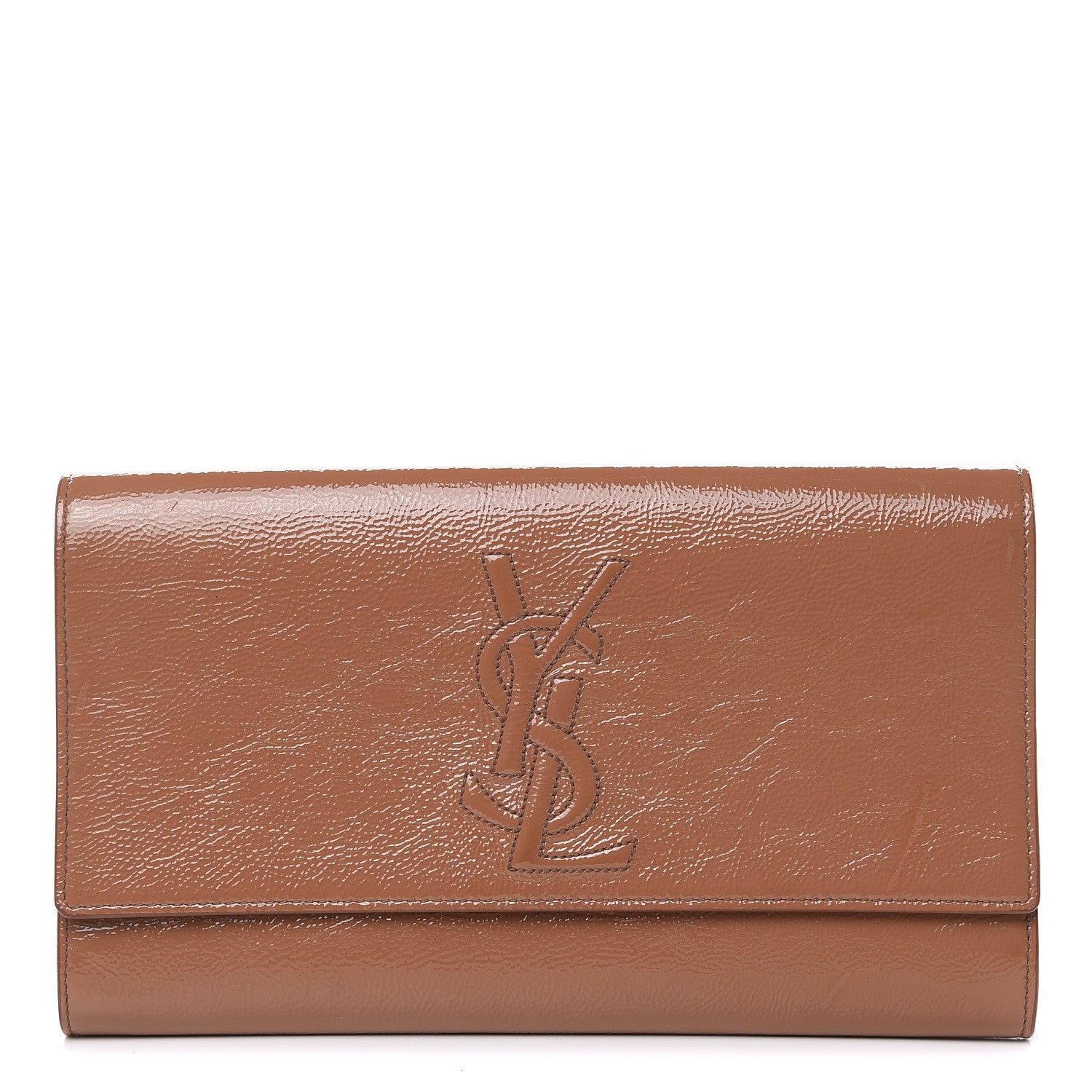 Saint Laurent Textured Patent Calfskin Monogram Large Belle De Jour Clutch Nude 1 of 14