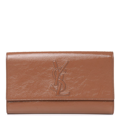 Saint Laurent Textured Patent Calfskin Monogram Large Belle De Jour Clutch Nude 1 of 14