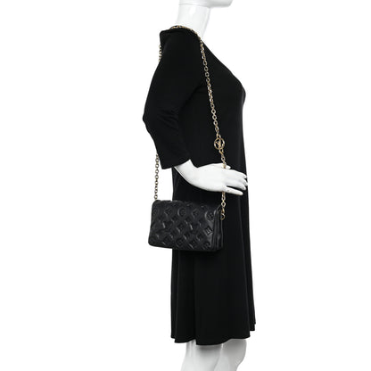 Louis Vuitton Lambskin Embossed Monogram Pochette Coussin Black 2 of 9