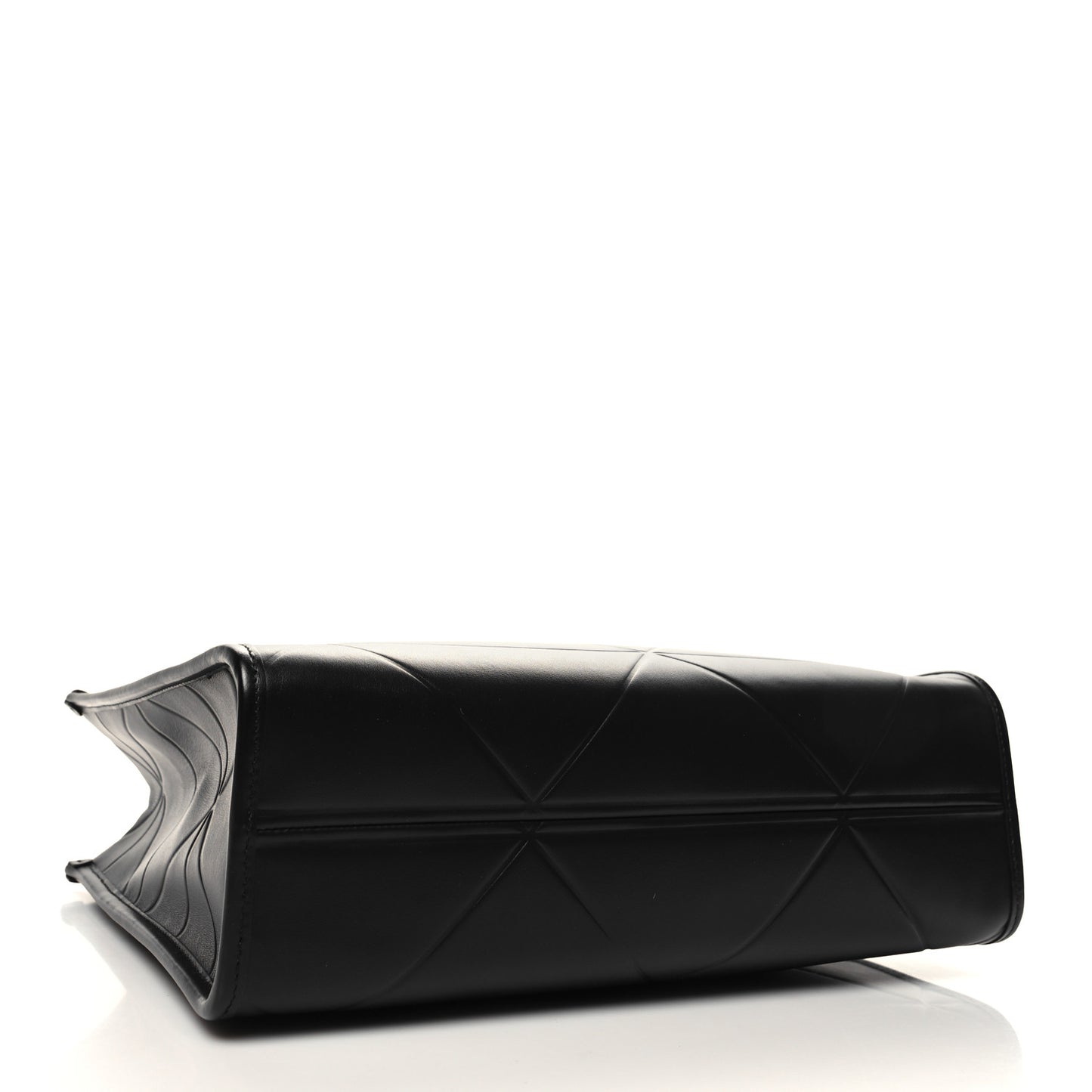 Soft Calfskin Triangolo Symbole Embossed Medium Tote Black