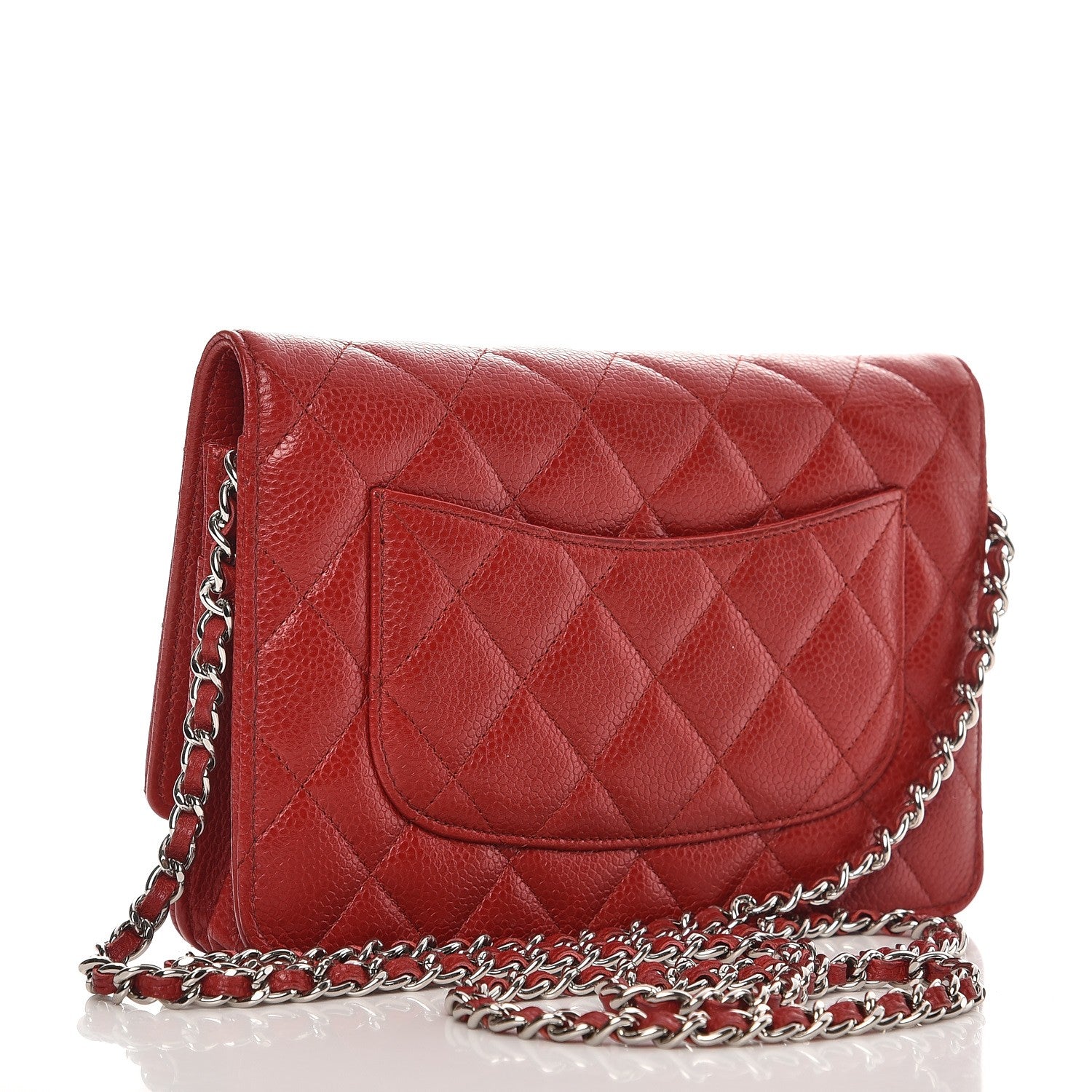 Chanel Caviar Quilted Wallet On Chain WOC Dark Red 3 of 9