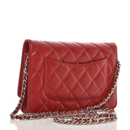 Chanel Caviar Quilted Wallet On Chain WOC Dark Red 3 of 9