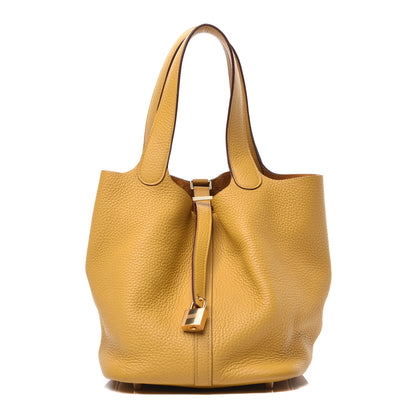 Hermes Taurillon Clemence Picotin Lock 22 MM Jaune Ambre 1 of 9