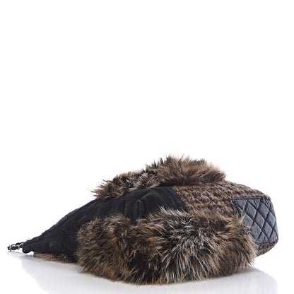 Chanel Tweed Lambskin Fantasy Fur Karl's Cabas Tote Black 4 of 15
