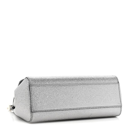 Dolce & Gabbana Metallic Dauphine Mini Miss Sicily Satchel Argento 5 of 11