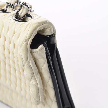 Chanel Vinyl Lambskin Quilted Shoulder Flap Beige Black 10 of 16