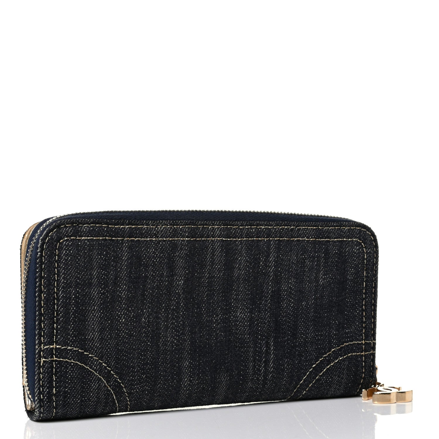Chanel Denim CC Zip Around Wallet 2 of 9