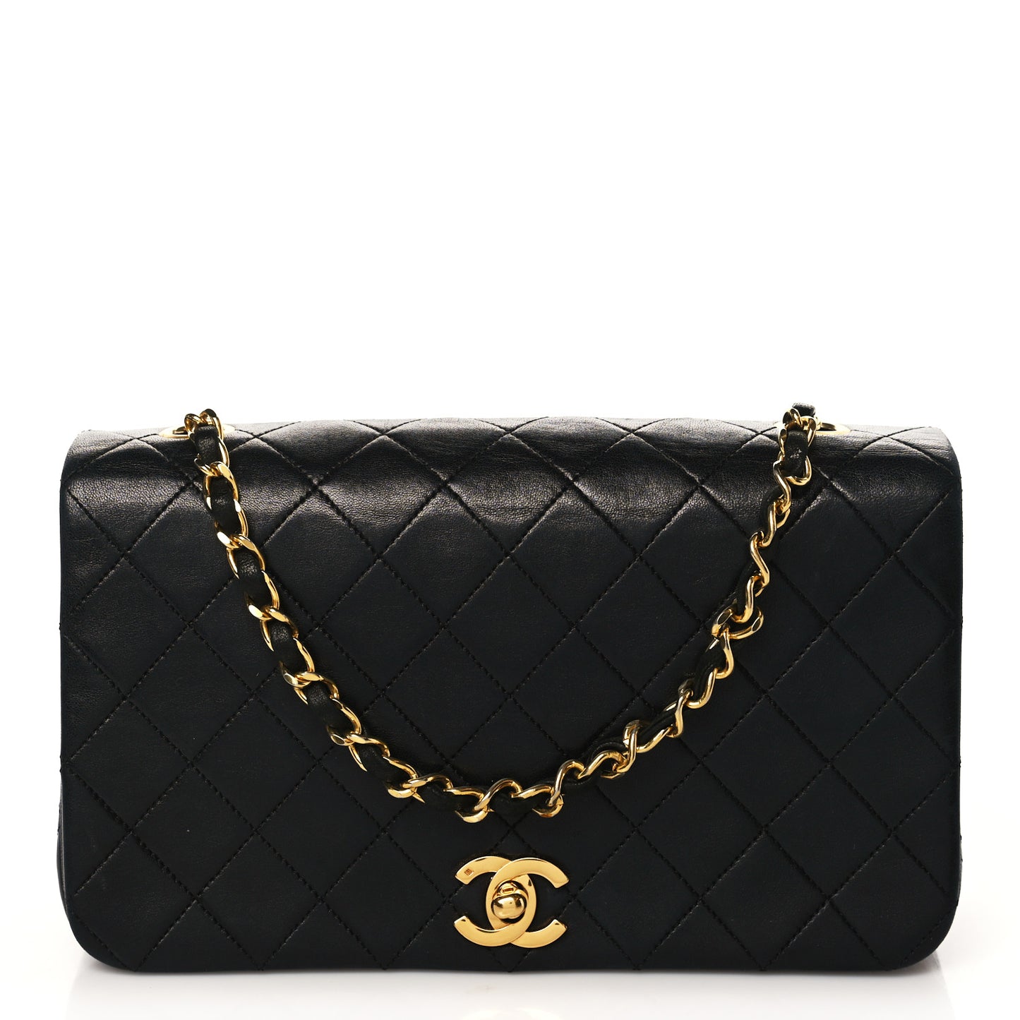 Lambskin Quilted Small Single Flap Bag Black