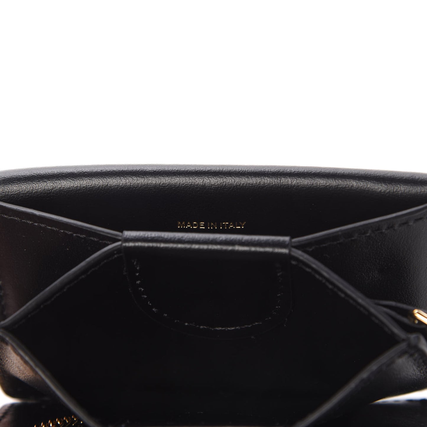 Lambskin Quilted Card Case With Detachable Strap Black