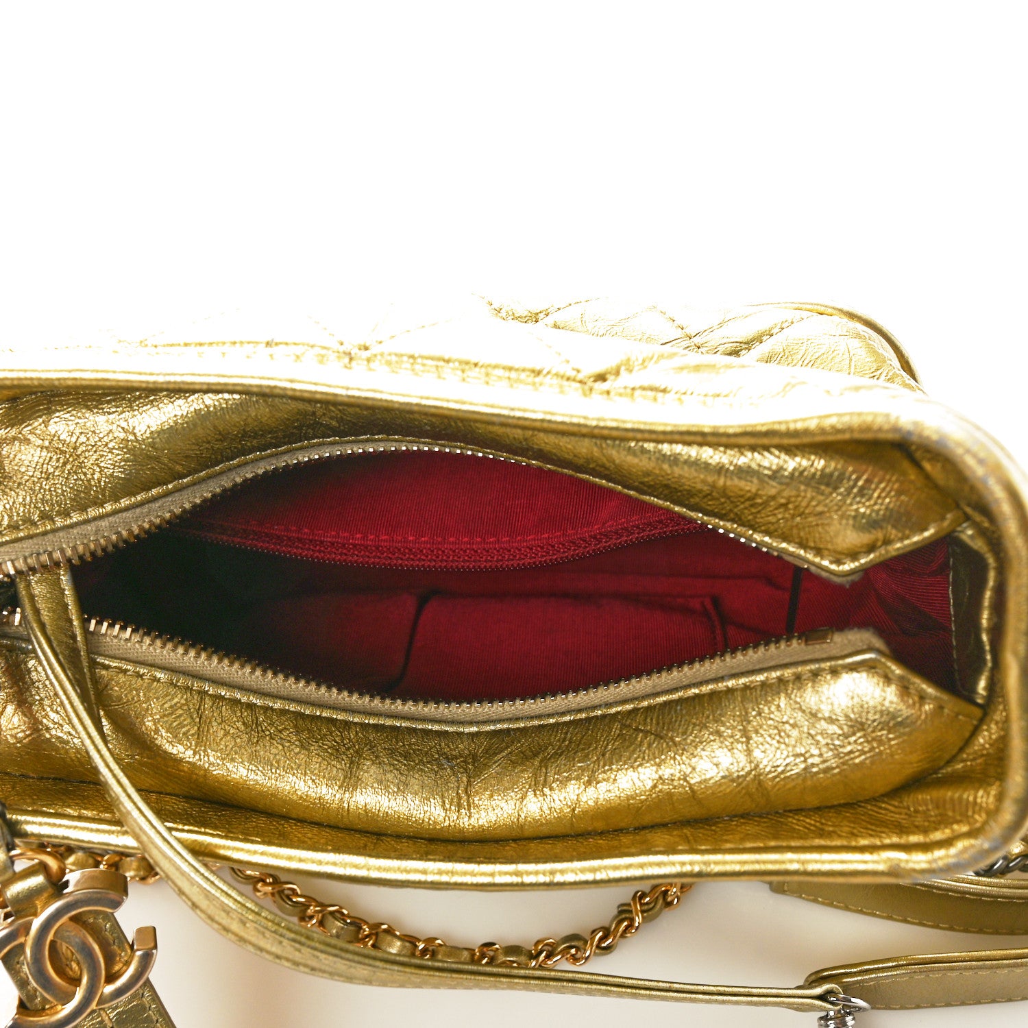 Chanel Metallic Aged Calfskin Quilted Small Gabrielle Hobo Gold 5 of 9