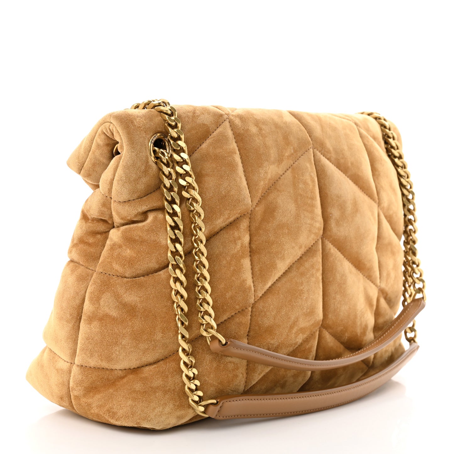 Suede Calfskin Quilted Medium Loulou Puffer Monogram Chain Satchel Cinnamon