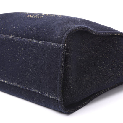 Chanel Lurex Canvas Medium Deauville Tote Navy Blue Gold 10 of 10