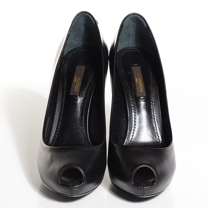 Louis Vuitton Smooth Calfskin Oh Really Peep Toe Pumps 35.5 Black 2 of 7