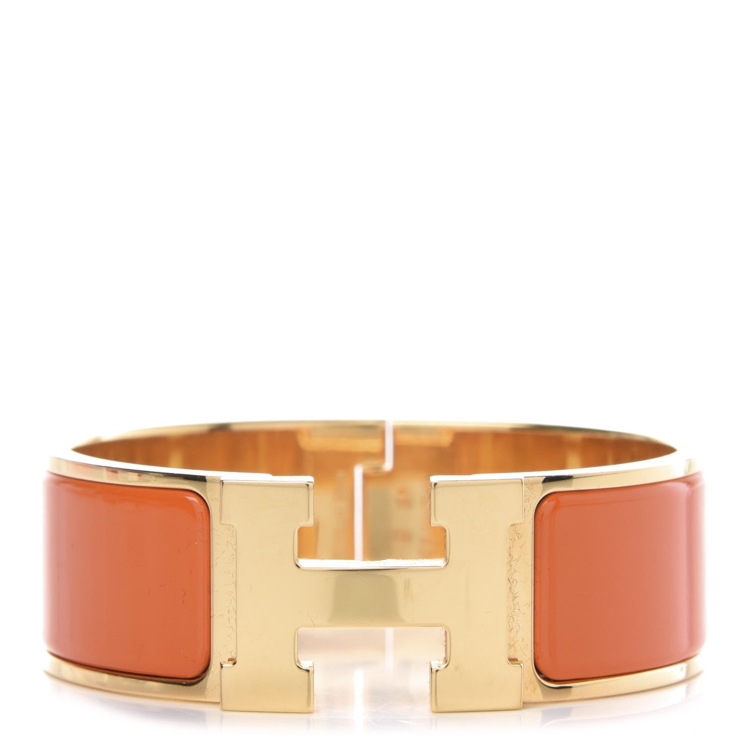 Hermes Enamel Wide Clic Clac H Bracelet PM Orange 1 of 6