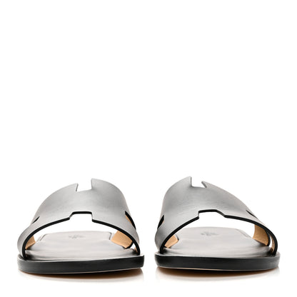 Hermes Calfskin Mens Izmir Sandals 41 Black 2 of 9