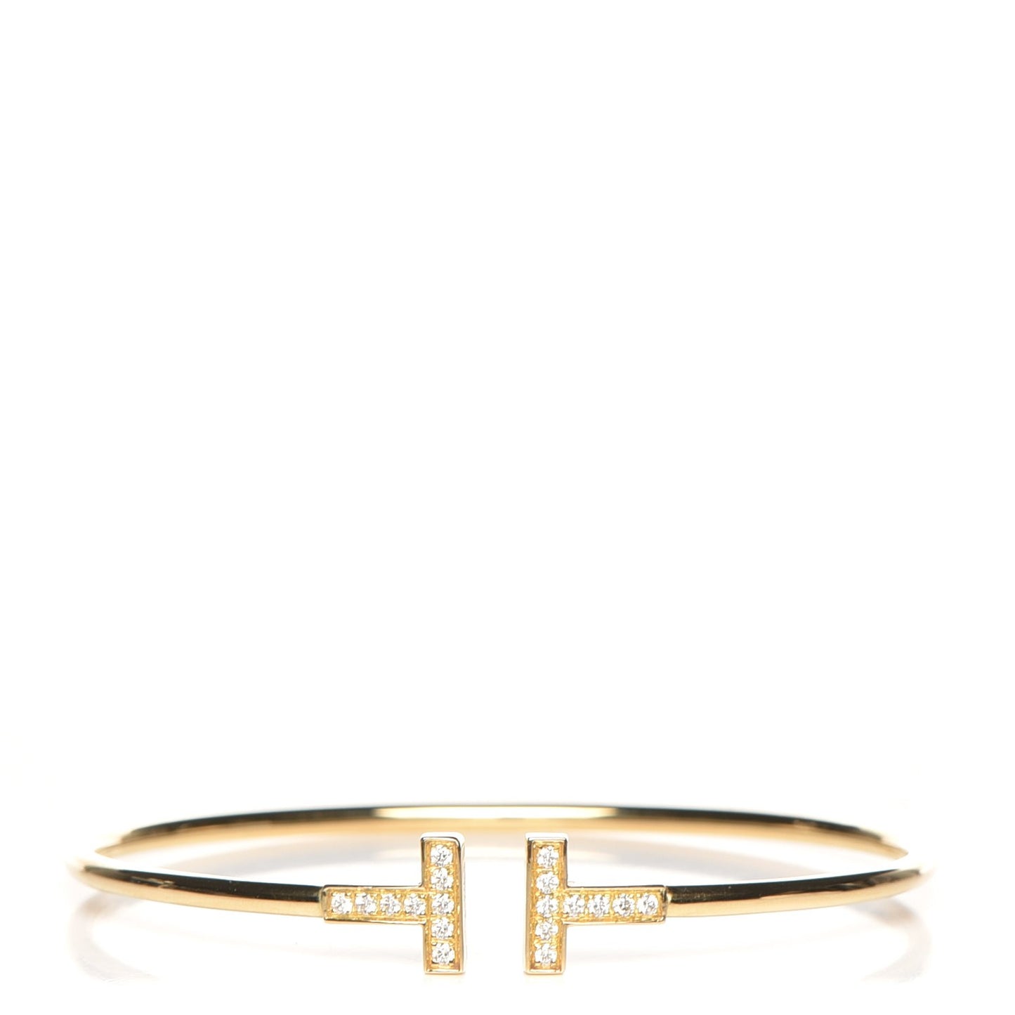 18K Yellow Gold Diamond T Wire Bracelet