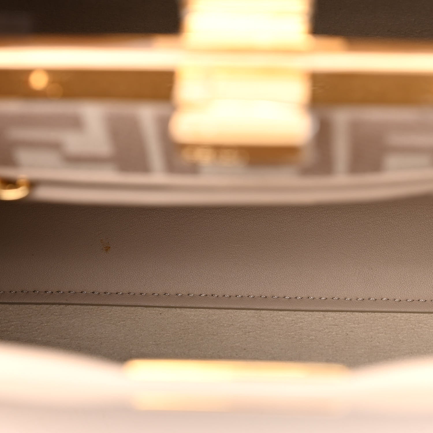 Fendi Vitello Seta Cotton Canvas FF Embroidered Mini Peekaboo Iconic Satchel Nuvola 5 of 12