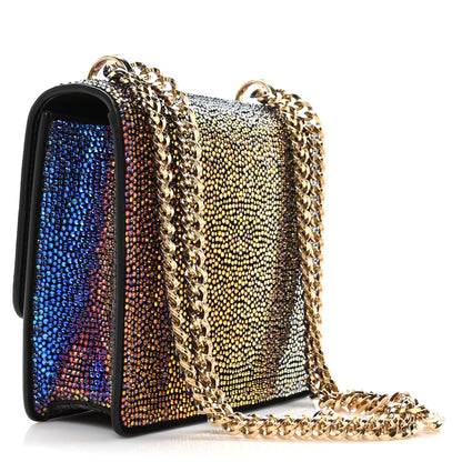 Jimmy Choo Suede Crystal Varenne Chain Shoulder Bag Black Ultraviolet 3 of 10