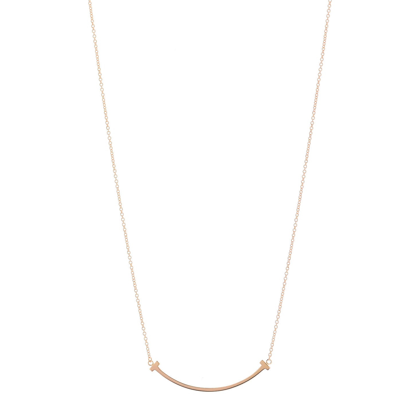 18K Rose Gold Small T Smile Pendant Necklace