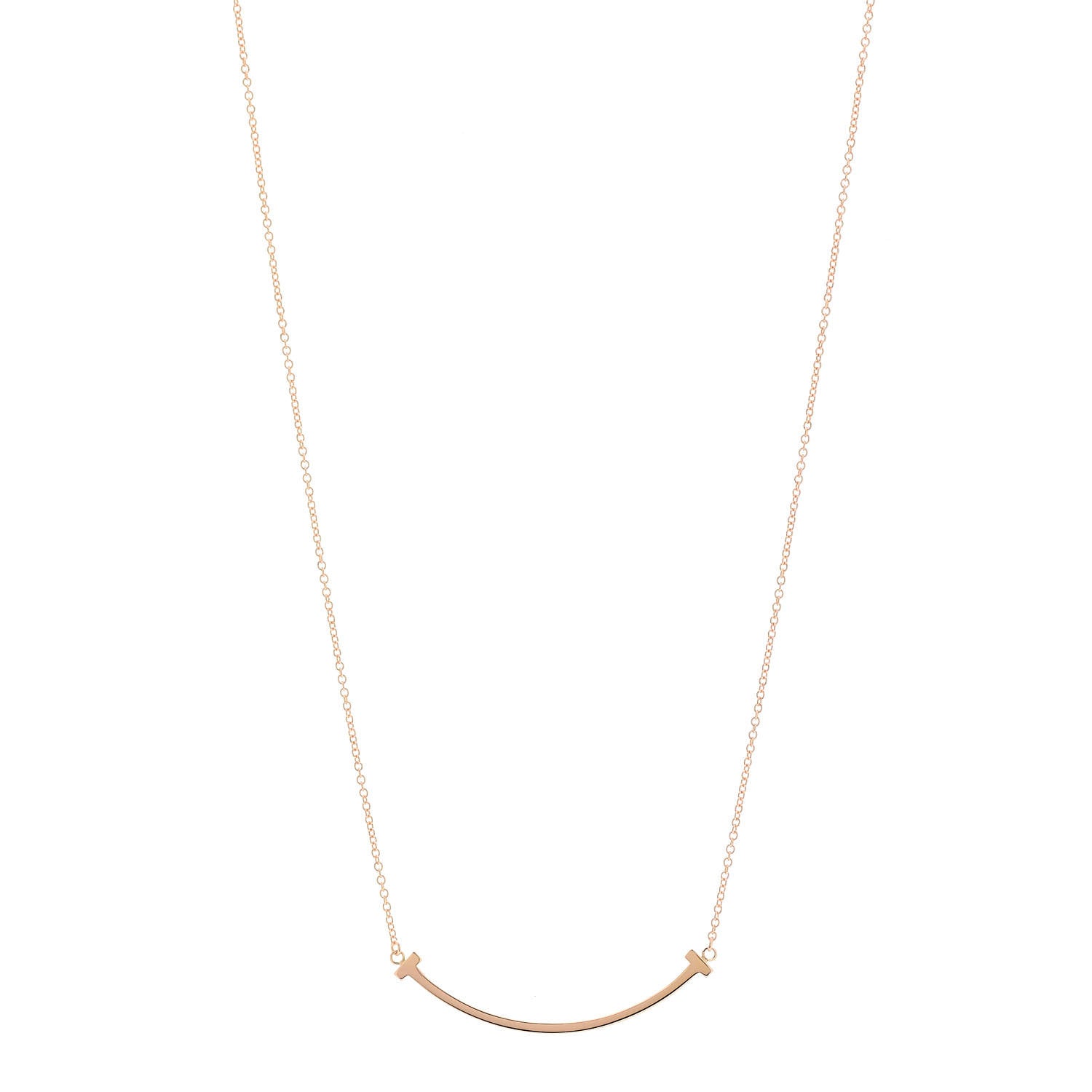 Tiffany 18K Rose Gold Small T Smile Pendant Necklace 1 of 5