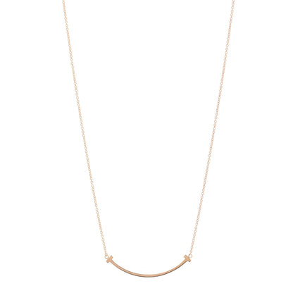 Tiffany 18K Rose Gold Small T Smile Pendant Necklace 1 of 5