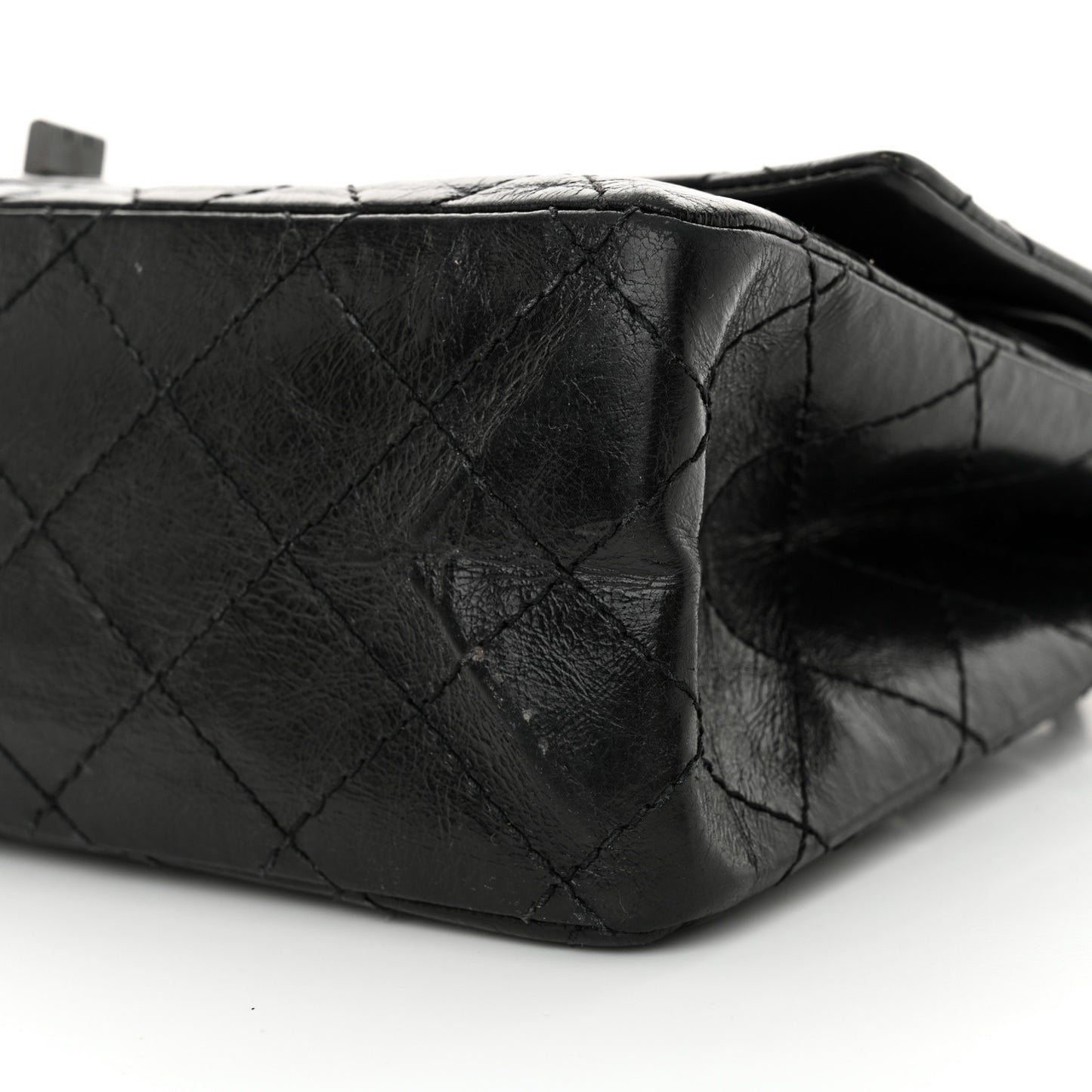 Glazed Aged Calfskin Quilted 2.55 Reissue 226 Flap So Black