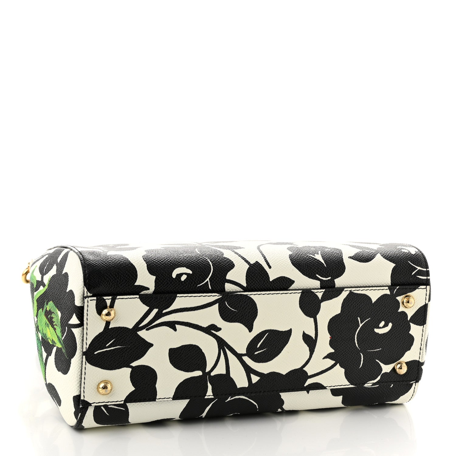 Dolce & Gabbana Dauphine Floral Print Medium Miss Sicily Satchel Black White 4 of 9