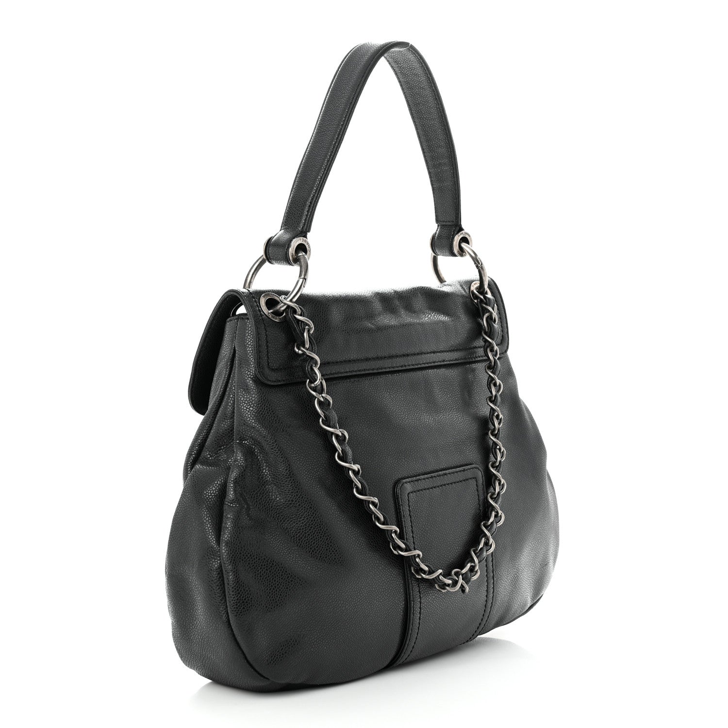 Chanel Glazed Caviar Coco Rider Flap Hobo Dark Grey 3 of 10