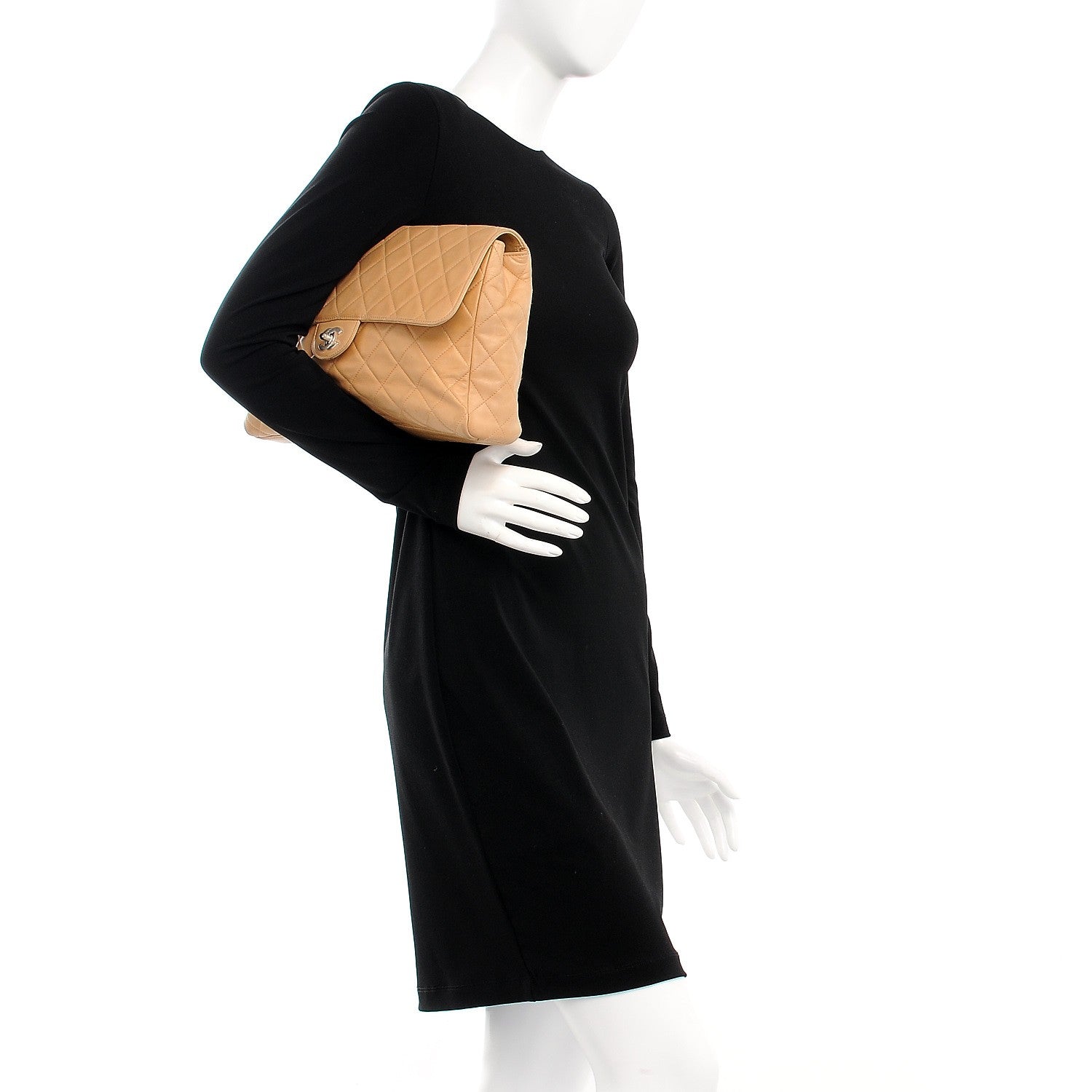 Chanel Lambskin Quilted Clutch Flap Beige 2 of 11