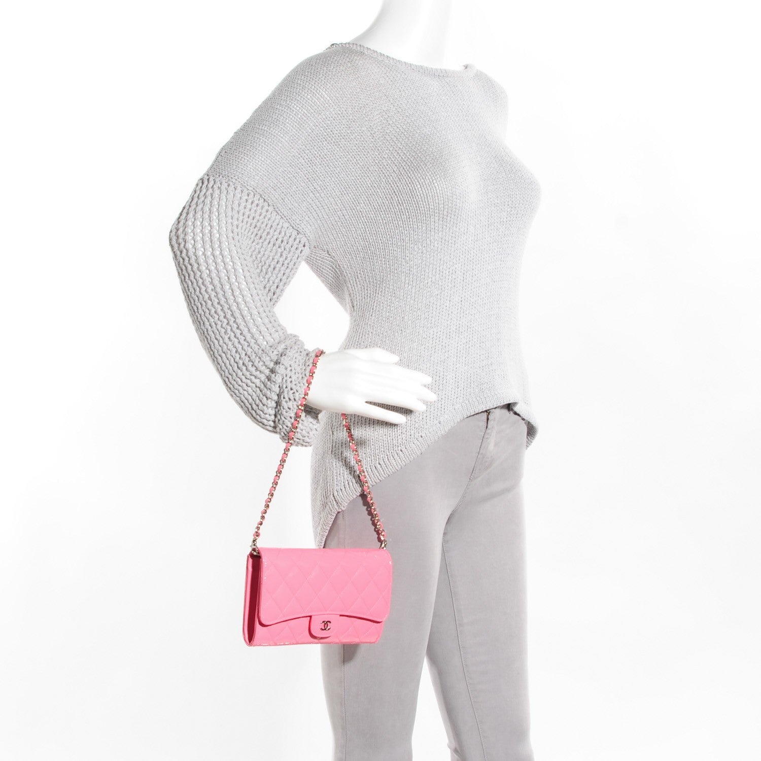 Chanel Patent Quilted Clutch With Removable Chain Light Pink 2 of 8