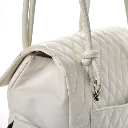 Chanel Calfskin Quilted Large Cambon Flap White Black 18 of 23