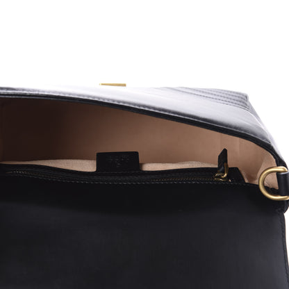 Gucci Calfskin Matelasse Small GG Marmont Top Handle Shoulder Bag Black 5 of 11