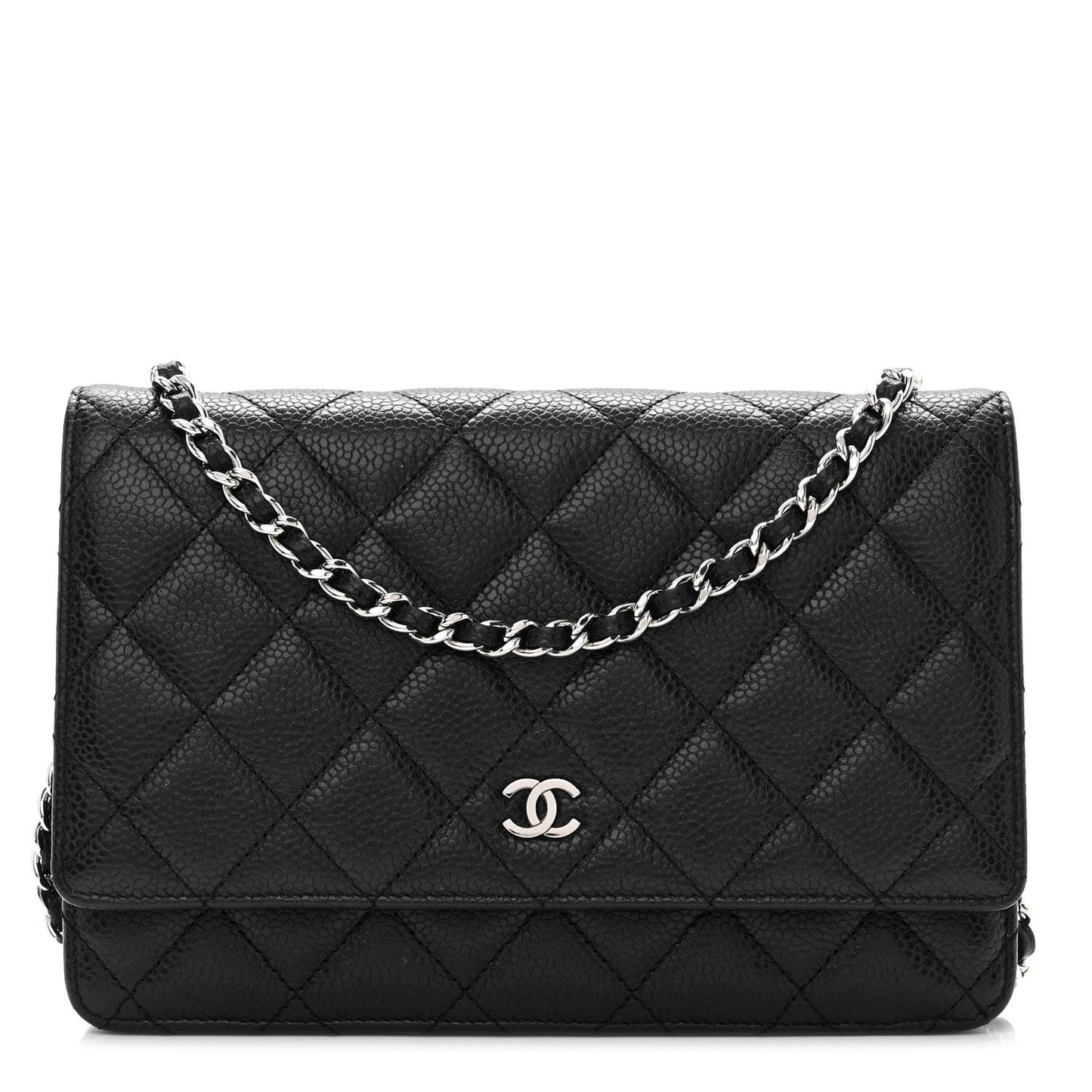 Caviar Quilted Wallet on Chain WOC Black