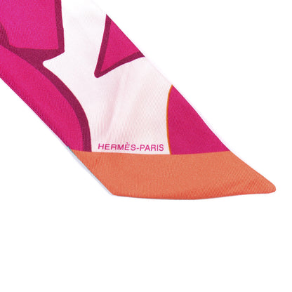 Hermes Silk Graff Graffiti Twilly Fuchsia Orange Vert 3 of 3