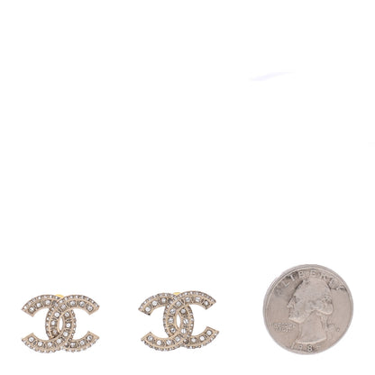 Chanel Crystal Timeless CC Earrings Light Gold 2 of 4