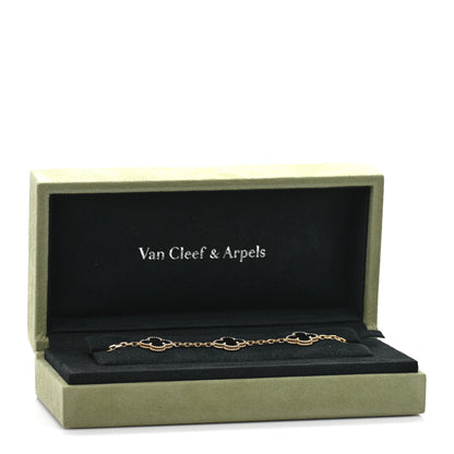 Van Cleef & Arpels 18K Yellow Gold Black Onyx 5 Motifs Vintage Alhambra Bracelet 4 of 4