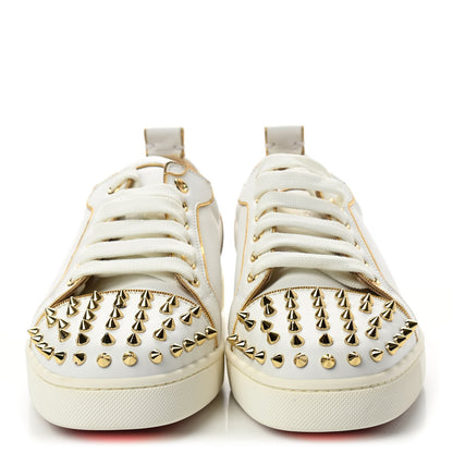 Christian Louboutin Nappa Spikes Womens Vieira Flat Sneakers 39.5 White Gold 2 of 7