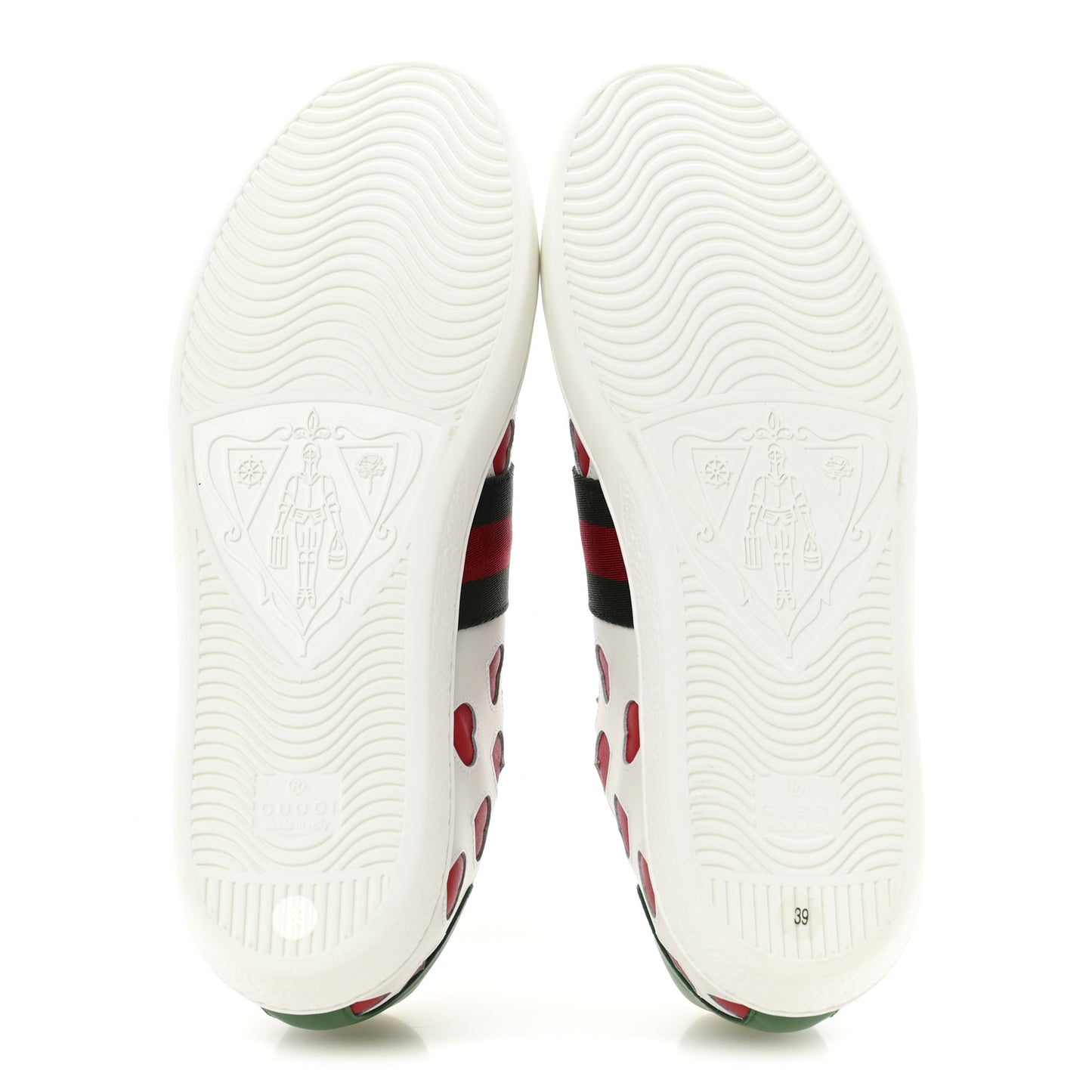 Calfskin Miro Soft Web Heart Cut Out Womens Ace Sneakers 39 White Light Hibiscus Red New Shamarock