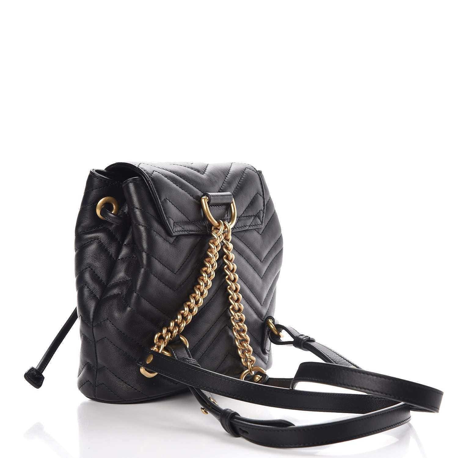 Gucci Calfskin Matelasse GG Marmont Flap Backpack Black 3 of 7